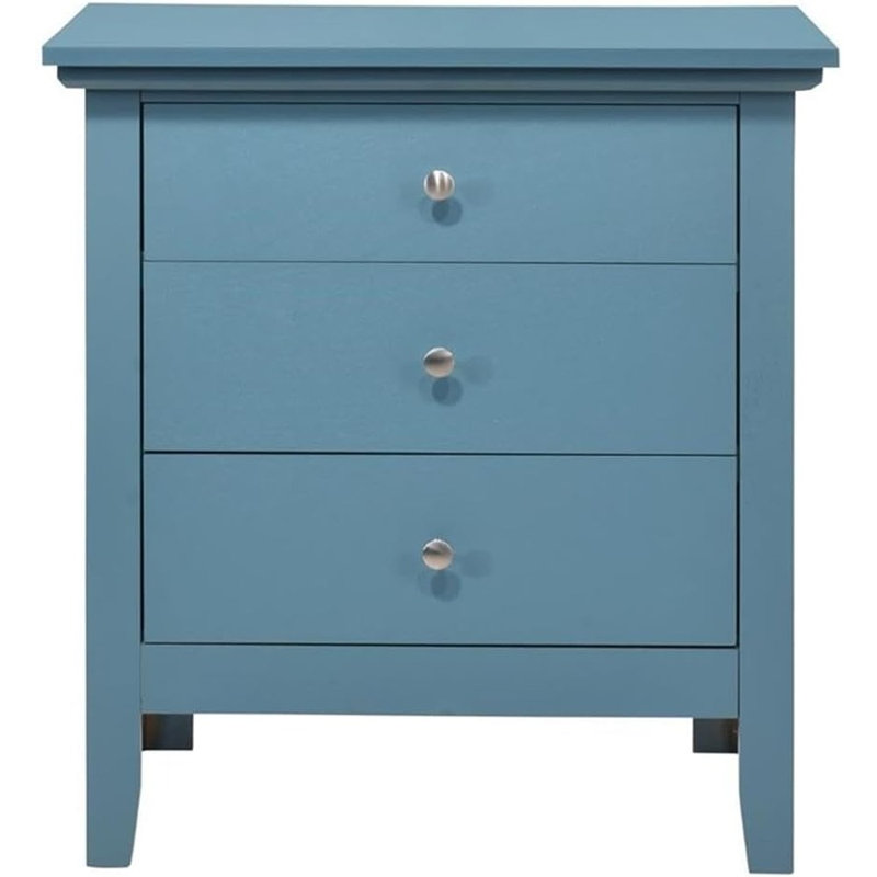Table de chevet 3 tiroirs Hammond en bleu sarcelle
