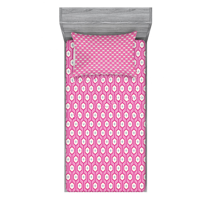 Ensemble de draps à motif géométrique, Ensemble de draps pour lit simple TG avec drap-hou