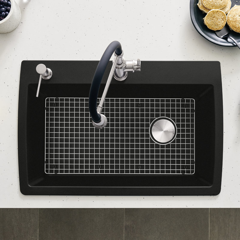 Évier de cuisine à montage double 33,5 po Diamond SILGRANIT - noir charbon, Noir charbon