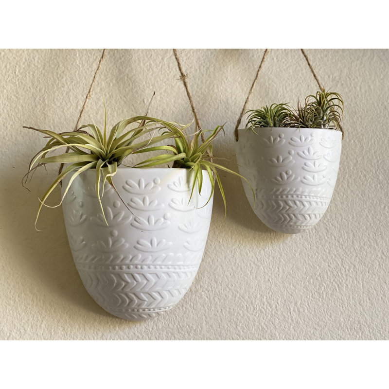 Ensemble de pots à fleurs suspendus en céramique 2 pièces Phobos