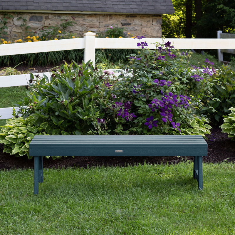 Midwest Plastic Outdoor Bench, Nantucket Blue