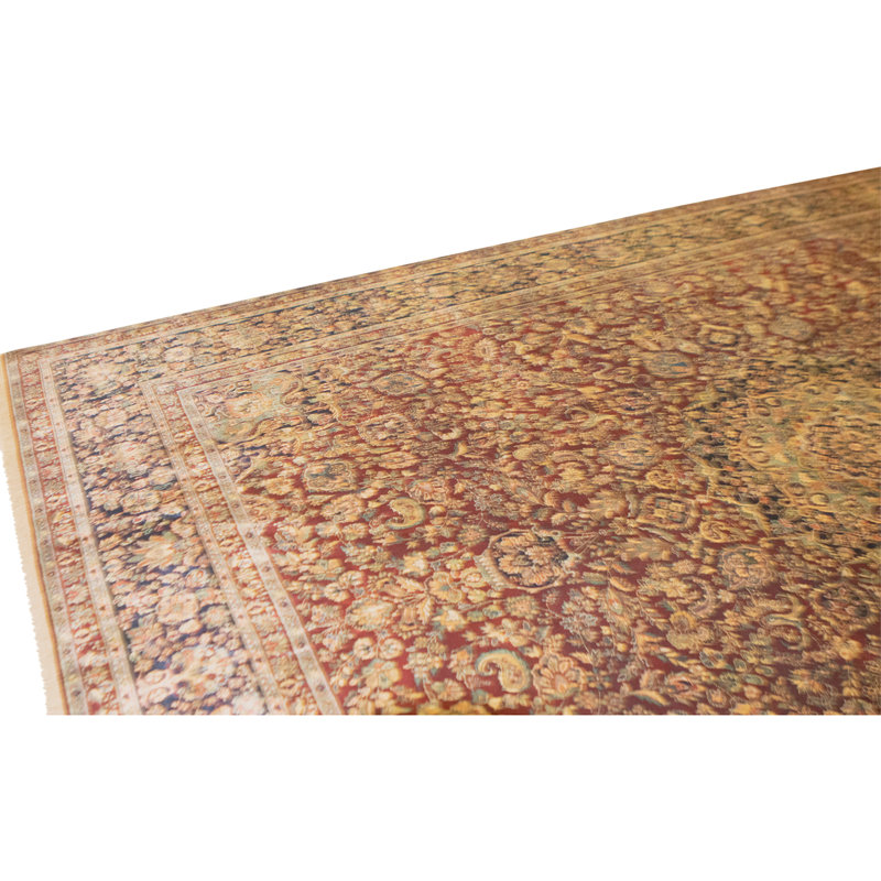 Tapis rouge et bleu noué à la main de haute qualité