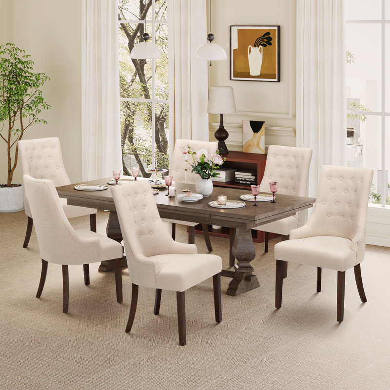 51cm H Tufted Fabric Upholstered Side Chair, Beige