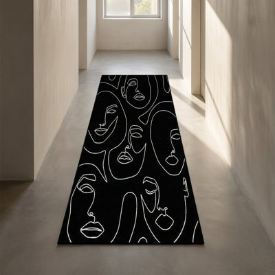 Celeste Modern Abstract Faces Runner Rug