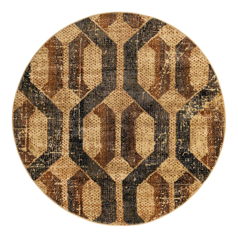 Brennin Geometric Indoor Rug, Round 5'3"