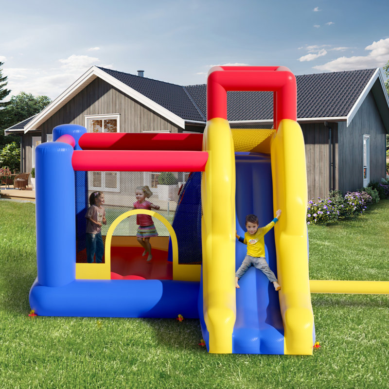 Château gonflable, conçu pour les enfants de 3 à 8 ans, 340 x 260 x 230 cm, trampoline de haute qualité pour l'extérieur, avec souffleur, glissade et sac de rangement, château gonflable familial pour le jardin