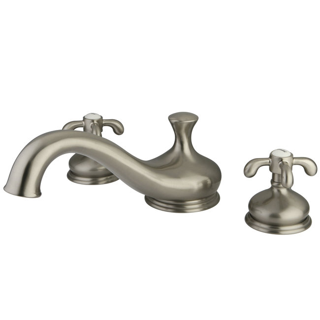 Robinet de baignoire romaine à 3 poignées et 3 poignées Kingston Brass, Nickel brossé
