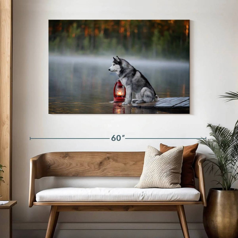 Bramky Husky sur le quai du lac, H 32 po x l 48 po