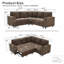 76" Nubby Textured L-Shape Sleeper Sectional with Hidden Storage, Cup Holders & Side Pockets-133227576