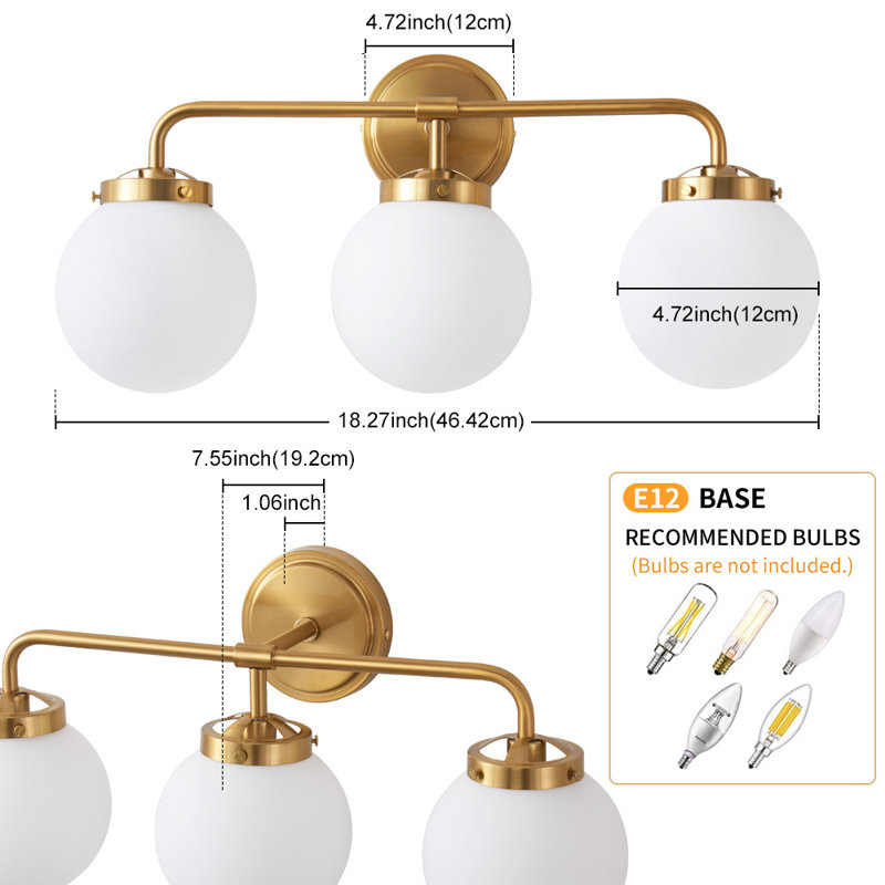 Jaxon Dimmable Vanity Light, Bulbs not Included, 3, Gold