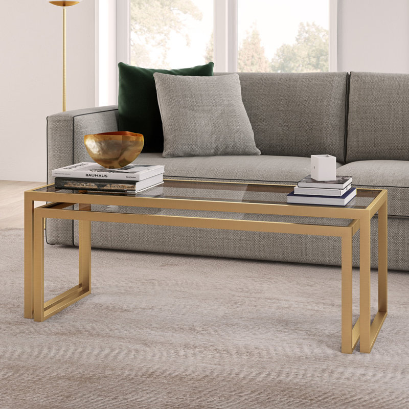 Rocco Glass Top Coffee Table, Gold