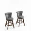 Ensemble de 2 tabourets de bar à hauteur de comptoir, tabourets pivotants rembourrés en velours de 26 po avec dossier, capitonnage à boutons et garniture cloutée, pieds en bois, gris
