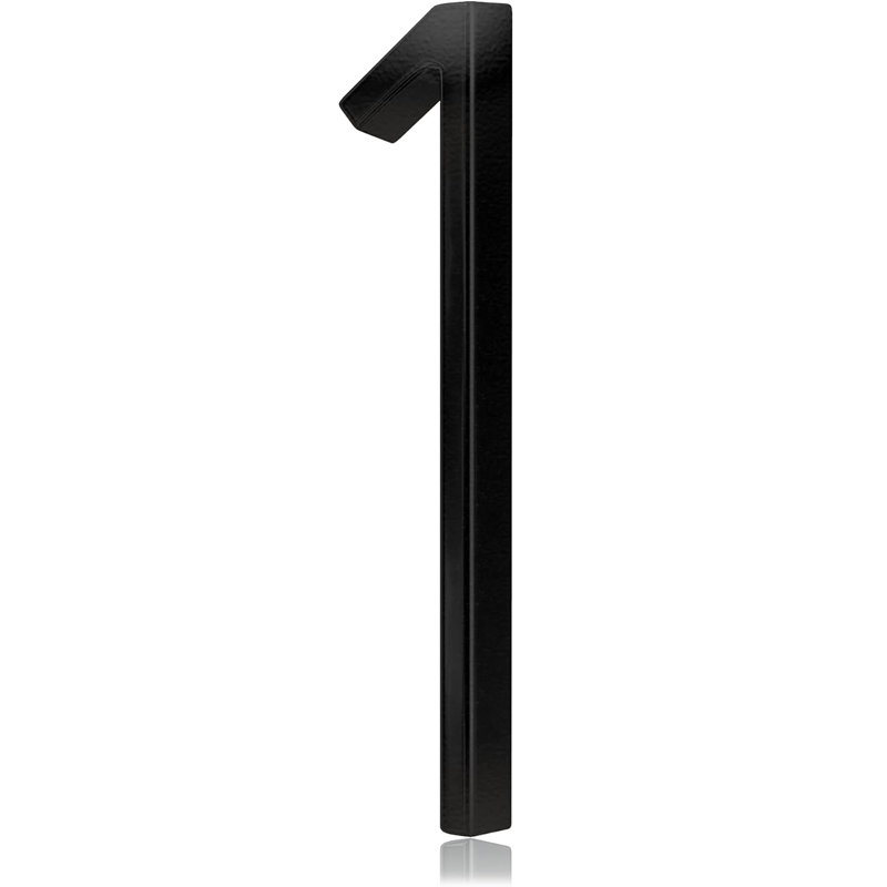 Numéro de maison 5 po en acier inoxydable flottant moderne - Finition noire résistante aux intempéries, 1