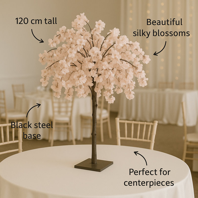 12cm Faux Cherry Blossom Tree in Freestanding, Blush