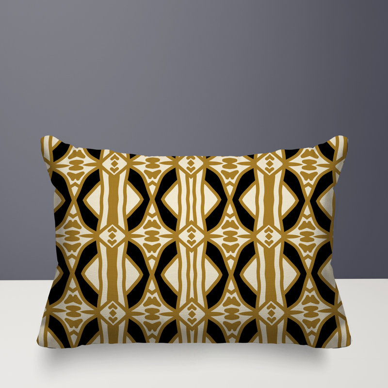 Coussin rectangulaire intérieur / extérieur réversible Sunderland, Rectangle H 14 po x l 20 po, Noir