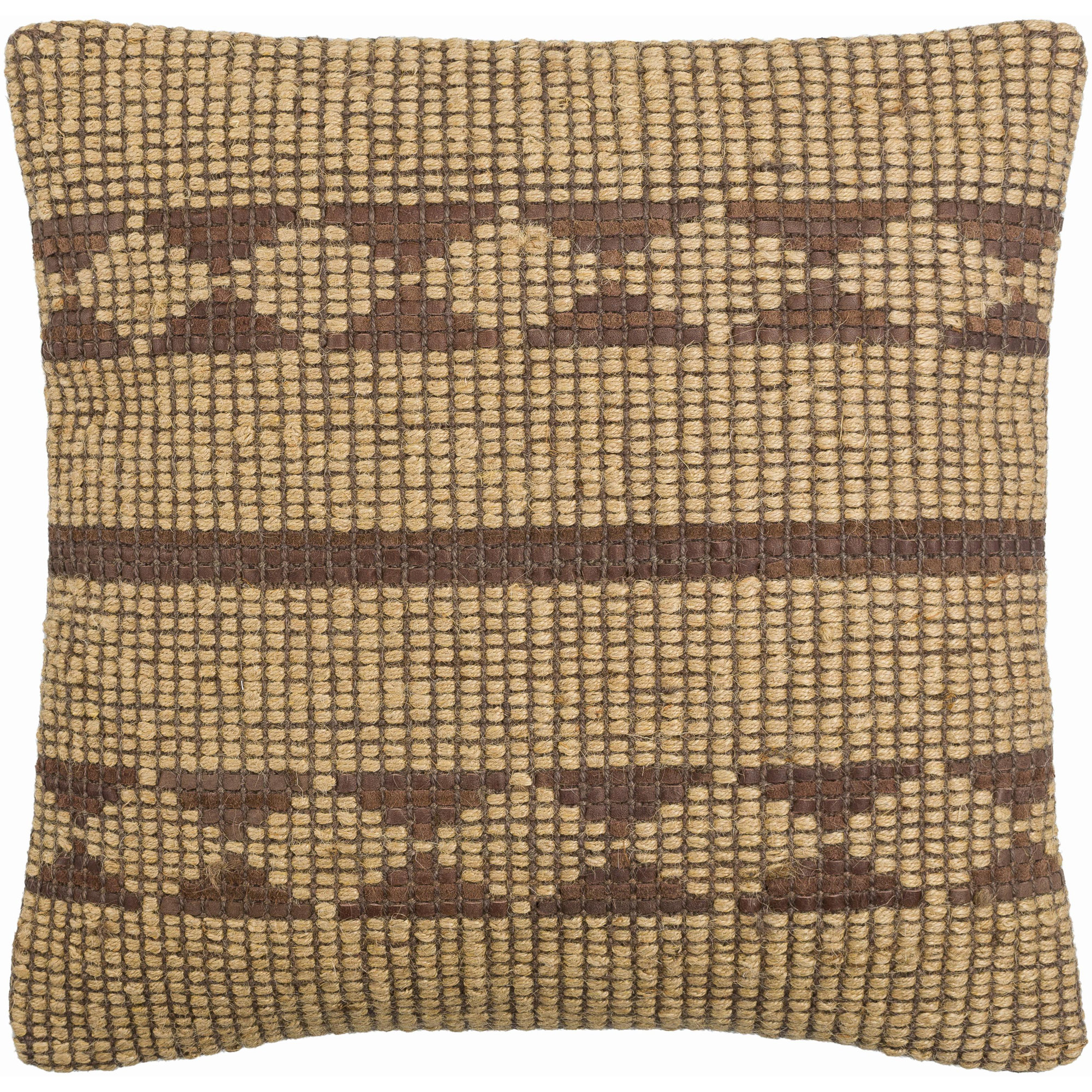Twareg Geometric Jute / Sisal Throw Pillow, 18"H x 18"W, Down Blend