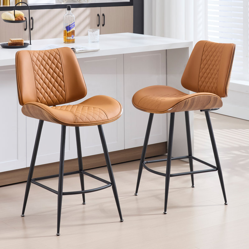 Tabouret de comptoir en similicuir H 38,58 po , Brun whisky, 2