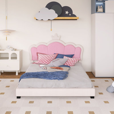 Lit princesse rembourré en bois avec tête de lit