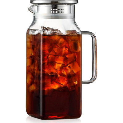 40 Oz,1.2Liter  Glass Pitcher With Lid And Spout, Breast Milk Pitcher With Handle For Fridge, Borosilicate Glass Carafe For Hot/Cold Drink, Small Jug For Iced Tea, Coffee,Water Storage Container