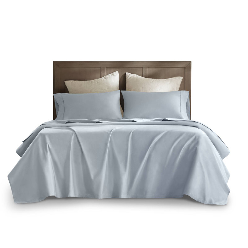 100% Egyptian Cotton Sateen Sheet Set, Blue, Full/Queen