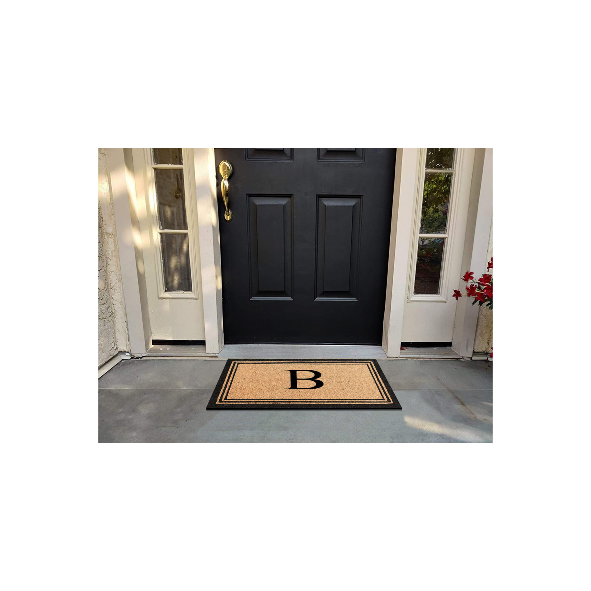 DeHond Pure Natural Coir Non-Slip Outdoor Door Mat, 18" X 30", B