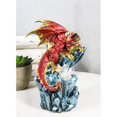 Fantasy Geode Dragon Perching On Crystal Rock Cavern Small Figurine