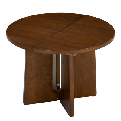 41.3" Round Extendable Dining Table with 16" Removable Leaf, Solid Wood Expandable Kitchen Table Expands to 57.3", Pedestal Dining Table for Dining Room and Kitchen