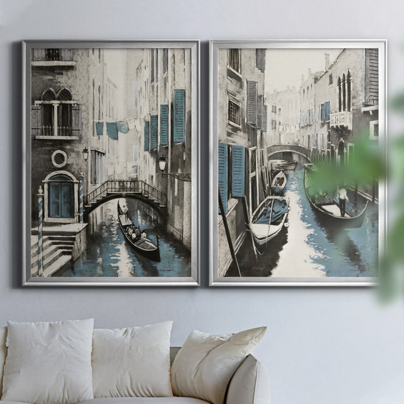 " E. Anthony Orme " 2 - Pieces, No Mat, 24" H x 18" W x 1" D, Silver Framed Canvas