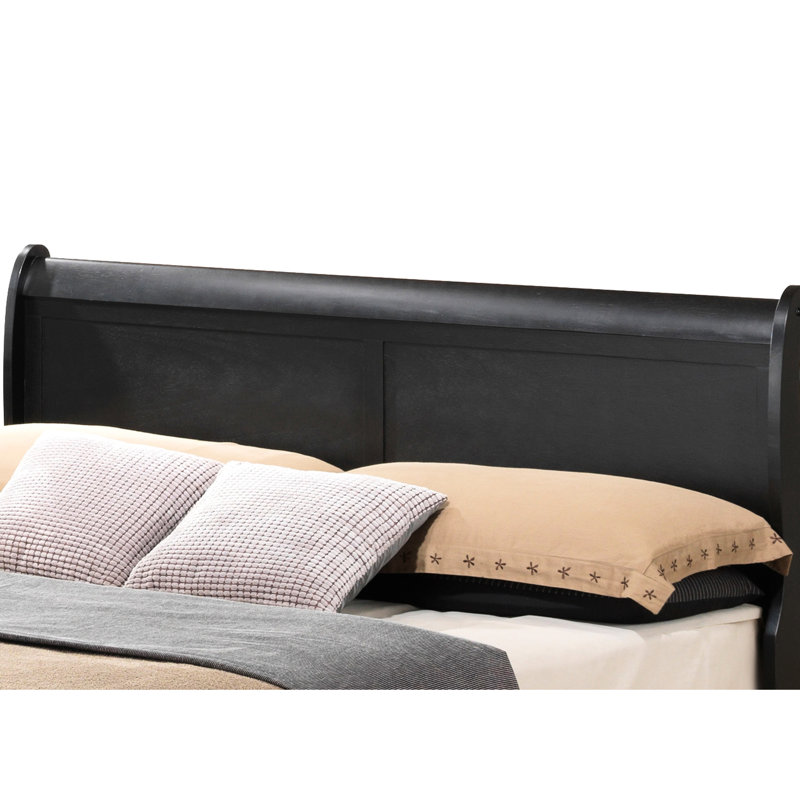 Lit confortable très grand noir pour une chambre à coucher confortable et élégante - H 44 po x l 79 po x P 89 po. Fabriqué à partir de matériaux convenant à tous les styles.