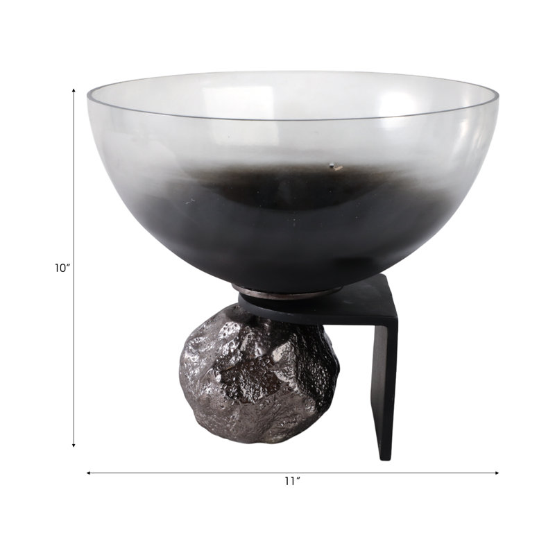 Handmade Glass Decorative Bowl, 10'' H X 11'' W X 11'' D