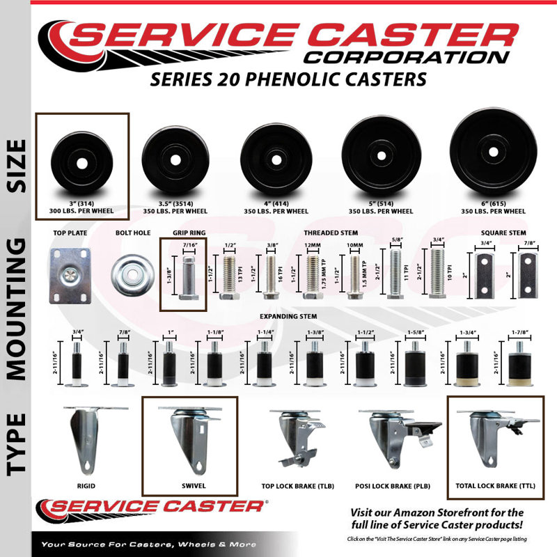 Swivel Grip Ring Stem Caster