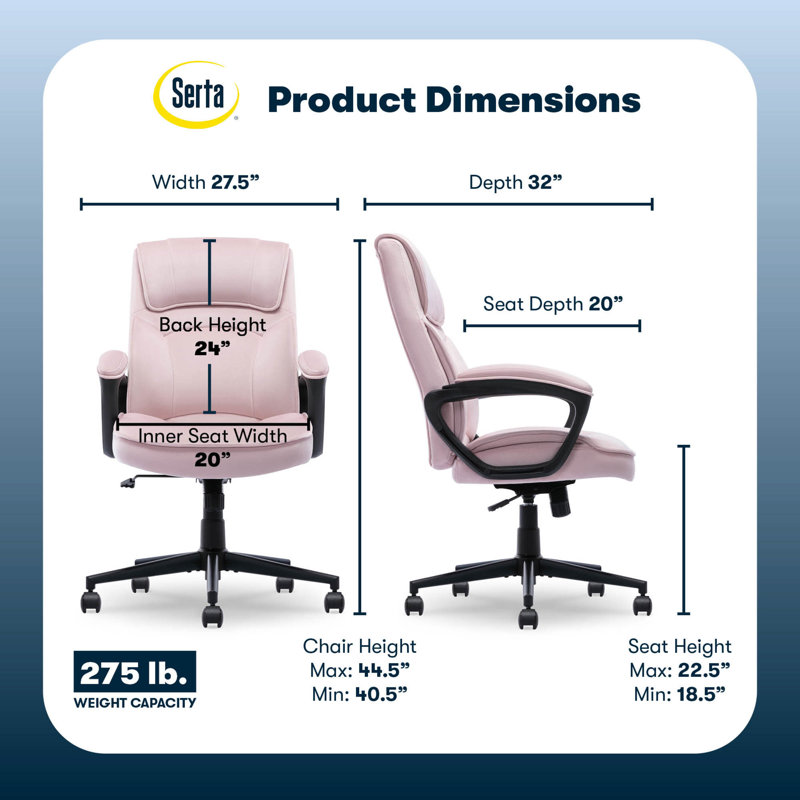 Comfort Classic Swivel Executive Office Chair, Pink