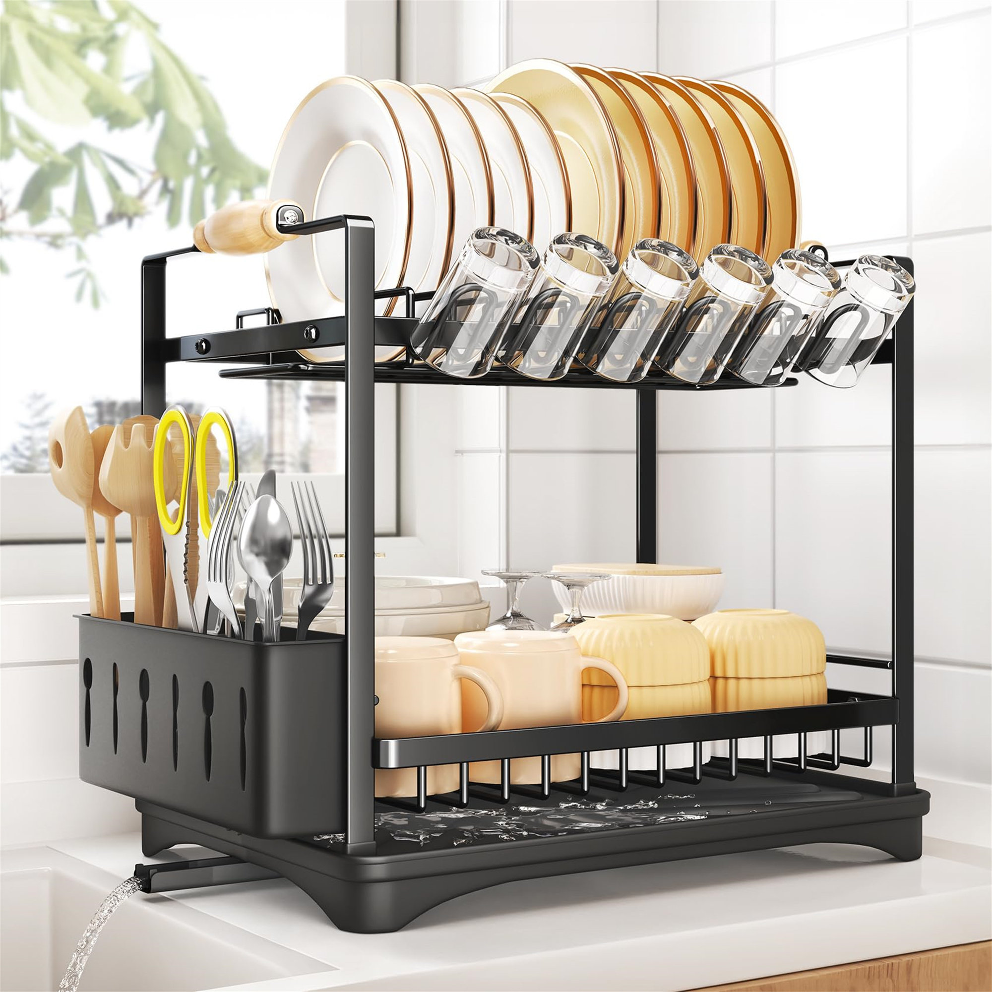 Ebern Designs Rifah Two Tier Dish Rack | Wayfair.co.uk