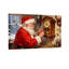 Noël, père Noël réparant une horloge dans un atelier, ensemble de 3 impressions sur toile-1476290043