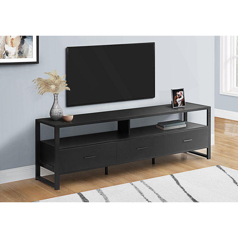 Meuble télé avec tiroirs de rangement, meuble multimédia, console de télévision, Noir