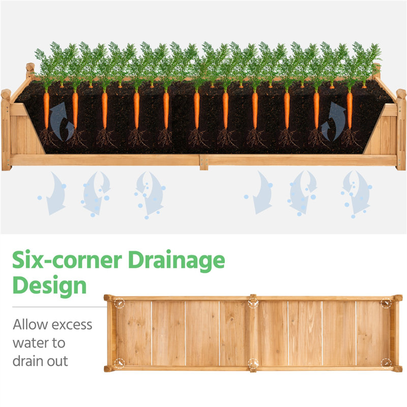 Rilynne Multiple-sized Fir Wood Rectangular Garden Planter, 15.7" H x 90.5" W x 23.5" D