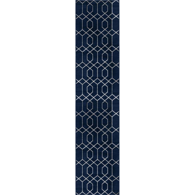 Glam Navy Blue Silver Area Rug