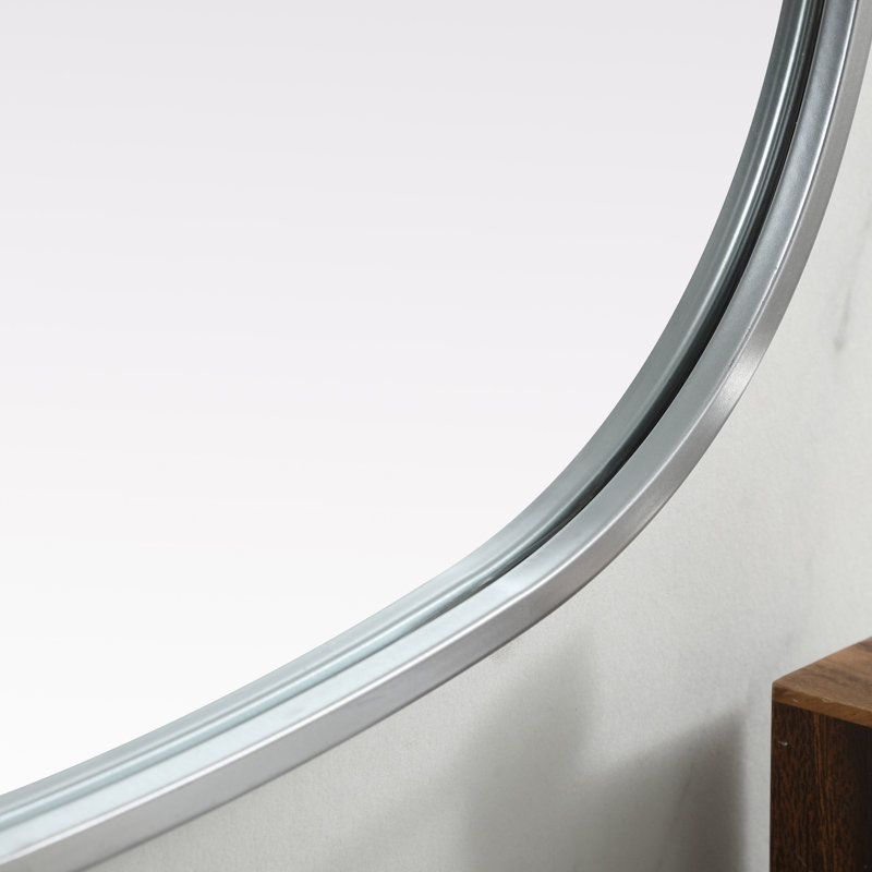 Sabine Metal Curved Oval Wall Mirror, Silver, 40" x 24"