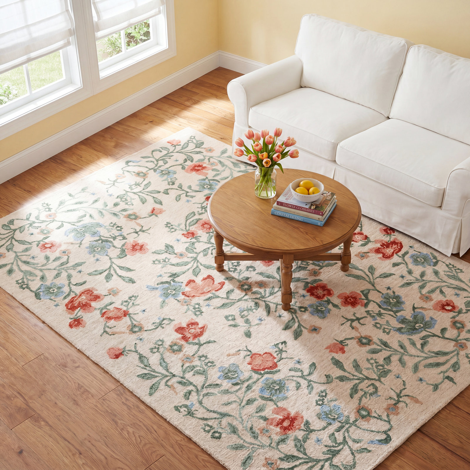 Martha Stewart Hand-Tufted Floral Wool Rug, Rectangle 9' x 12'