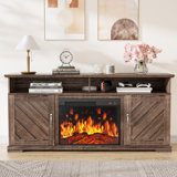 Aillie Fireplace TV Stand for 70" TVs with Electric Fireplace, Farmhouse TV Console & Entertainment Center