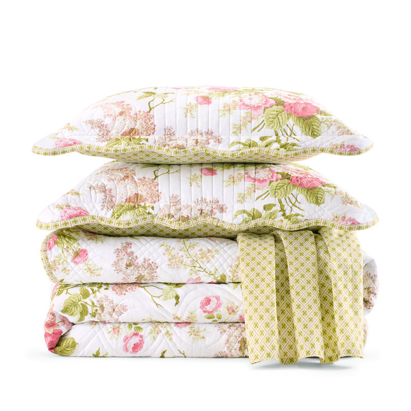 Waverly Emma’s Garden 100% Cotton Quilt Set, Queen Quilt +  3 Additional Pieces, Emma's Garden