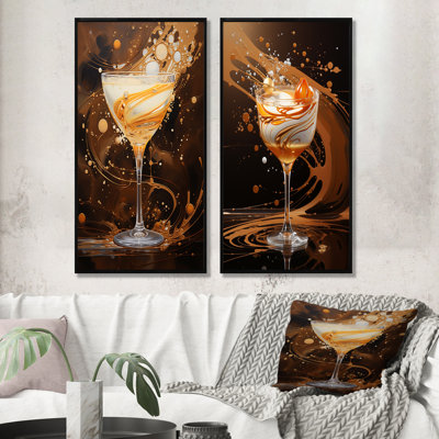 Brandy Alexander Atmosphere Cocktail - Cocktails Canvas Wall Art Set Of 2
