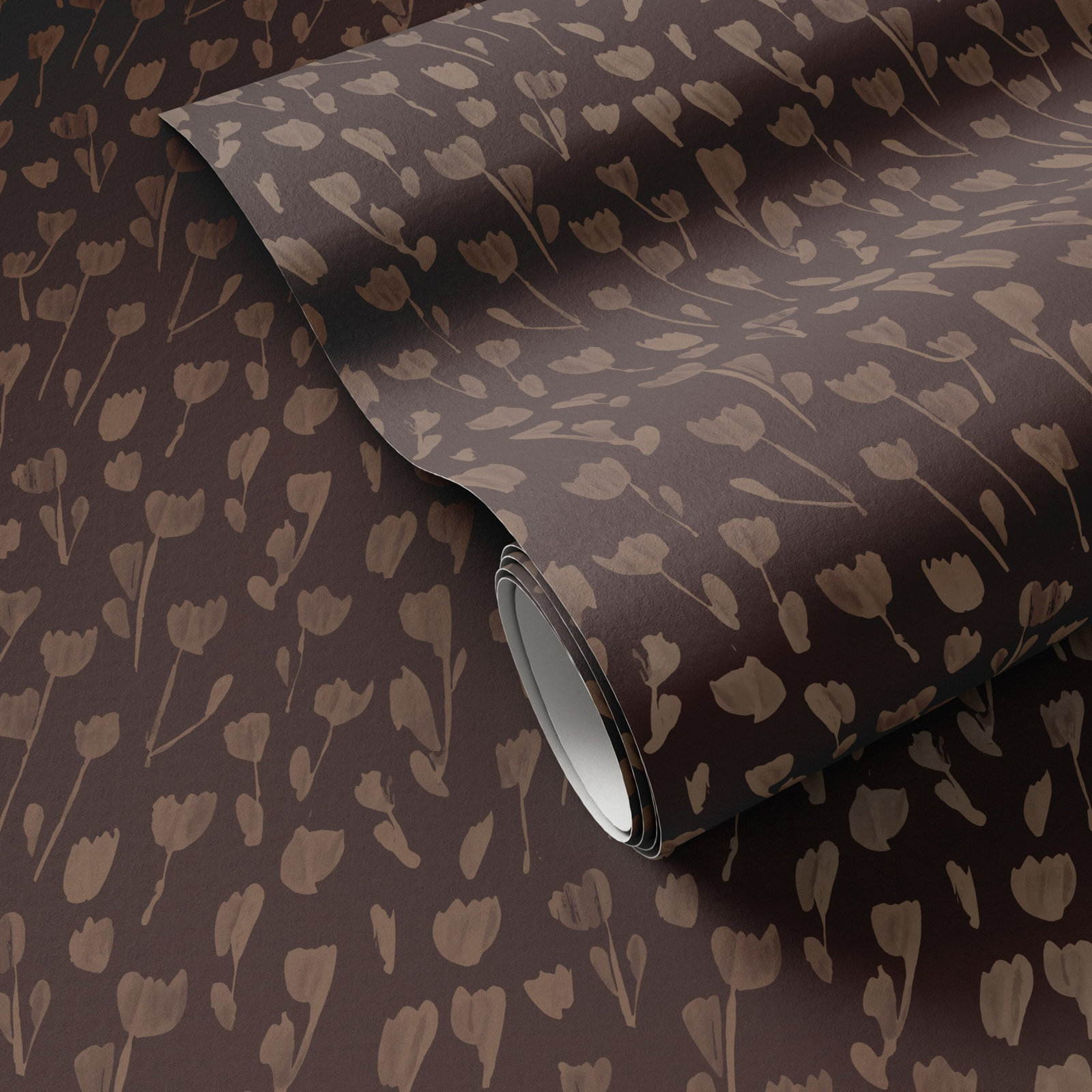 Ganon Wild Flowers I Wallpaper by Roseanne Kenny, Black/Tan II