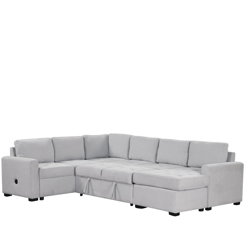 Canapé modulaire 5 pièces Godard, Polyester beige