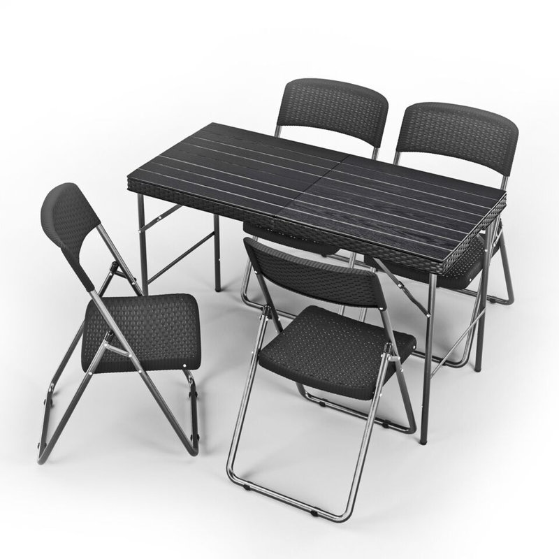 Oakden 56cm Rectangular Adjustable Folding Table with 4 Chairs
