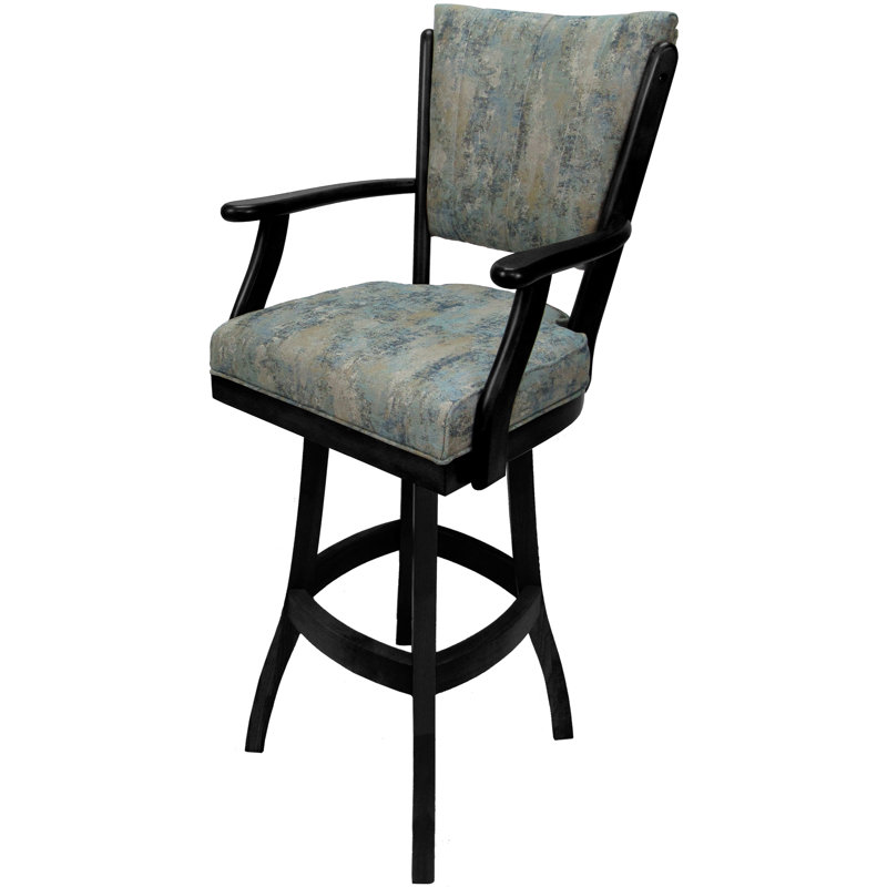 Irminger Classic Swivel Wood Extra Tall Stool, Counter Stool (26" Seat Height), Blue Polyester Blend/Black Frame