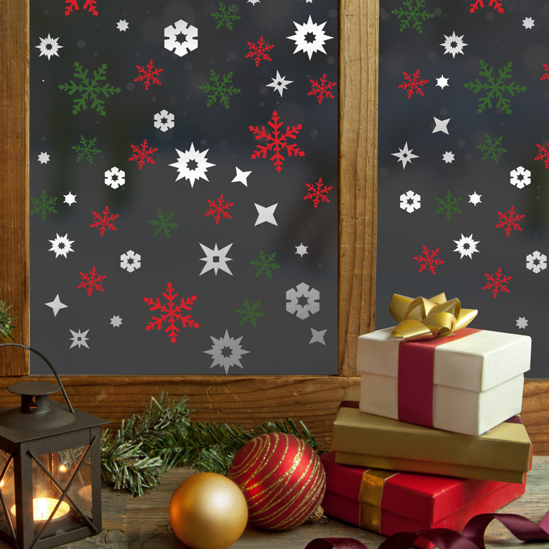 Colorful and Silver Christmas Snowflakes Wall Sticker