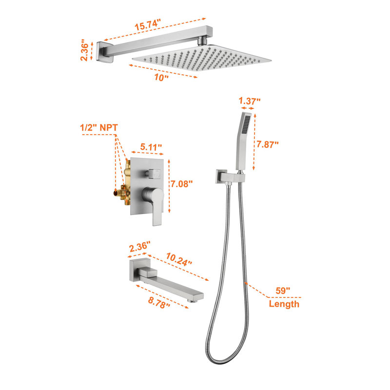 All-In-One Kit with Rough in-Valve, Brushed Nickel