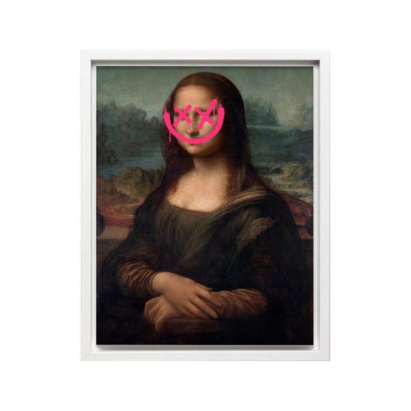 Portrait altéré de la Joconde No2, Canvas, White Framed, 11"H x 14"W