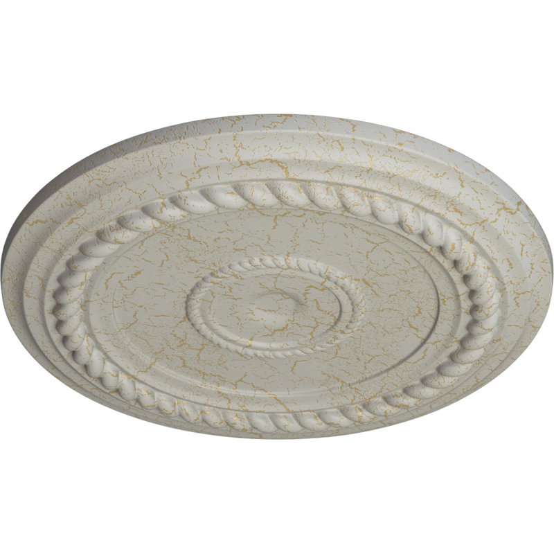Endurathane Alexandria Rope Ceiling Medallion, 19 5/8"OD x 1 1/2"P (Fits Canopies up to 4 5/8"), Hand-Painted Pot of Cream Crackle Finish